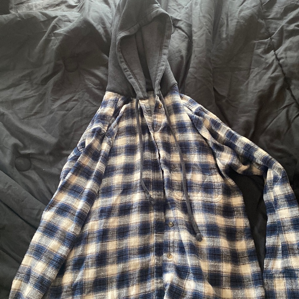 American Eagle Plaid Button Up Hoodie